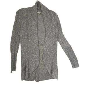 Eileen Fisher Linen Cotton Loose Knit Shawl Collar Open Cardigan Minimalist Tan